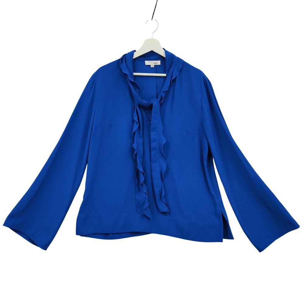 Derek Lam Collection Blue Ruffle Tie Neck Flare Sleeve Blouse Womens 52 US 16